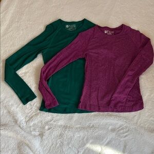 Figs Salta Underscrubs Long Sleeve,  Green and Purple